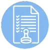 A white document with a stamp on it.